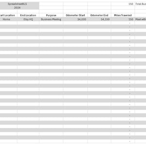 Mileage Tracker Log: Excel & Google Sheets (digital Download) - Etsy