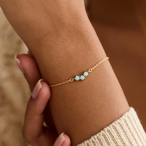 Dainty Opal Bracelet, Sterling Silver Opal Bracelet, Minimalist Jewelry, Gift for Her, Bridesmaid Gift, Layering Bracelet, Christmas Gift