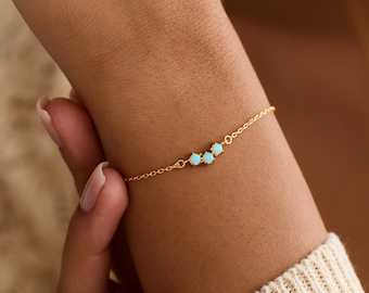 Dainty Opal Bracelet, Sterling Silver Opal Bracelet, Minimalist Jewelry, Gift for Her, Bridesmaid Gift, Layering Bracelet, Christmas Gift