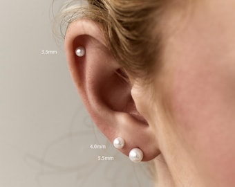 Pearl Stud Earrings, Freshwater Pearl Earrings, Dainty Minimalist Studs, Tiny Real Pearl Earrings, Bridal Gift, Everyday Jewelry