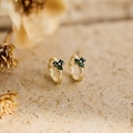 Delicate Moss Agate Hoop Earrings, Sterling Silver Natural Green Gemstone Earrings, Minimalist Gold Earrings, Mini Earrings, Gift for Her product logo
