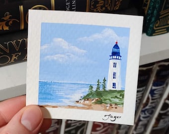 Original Mini Lighthouse Painting | 3" x 3" | Ocean Painting | Acrylic Painting | Handmade | Made to Order