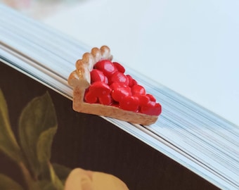 Clay Bookmark Paperclip Figurine | Cherry Pie Slice |  Cute |  Minimal | Bookish