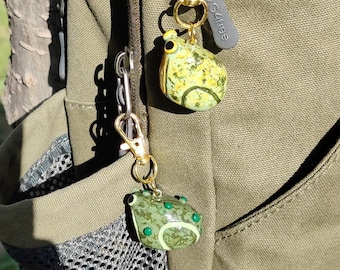 Frog and Toad Bag Charms| Hand Sculpted and Hand Painted | Cottagecore | Handmade | Polymer Clay Bag Charms|