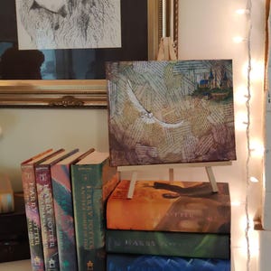 Magic Castle and Snowy Owl | Original Acrylic Painting| Hand-Painted on 8" x 10" stretched canvas image 5