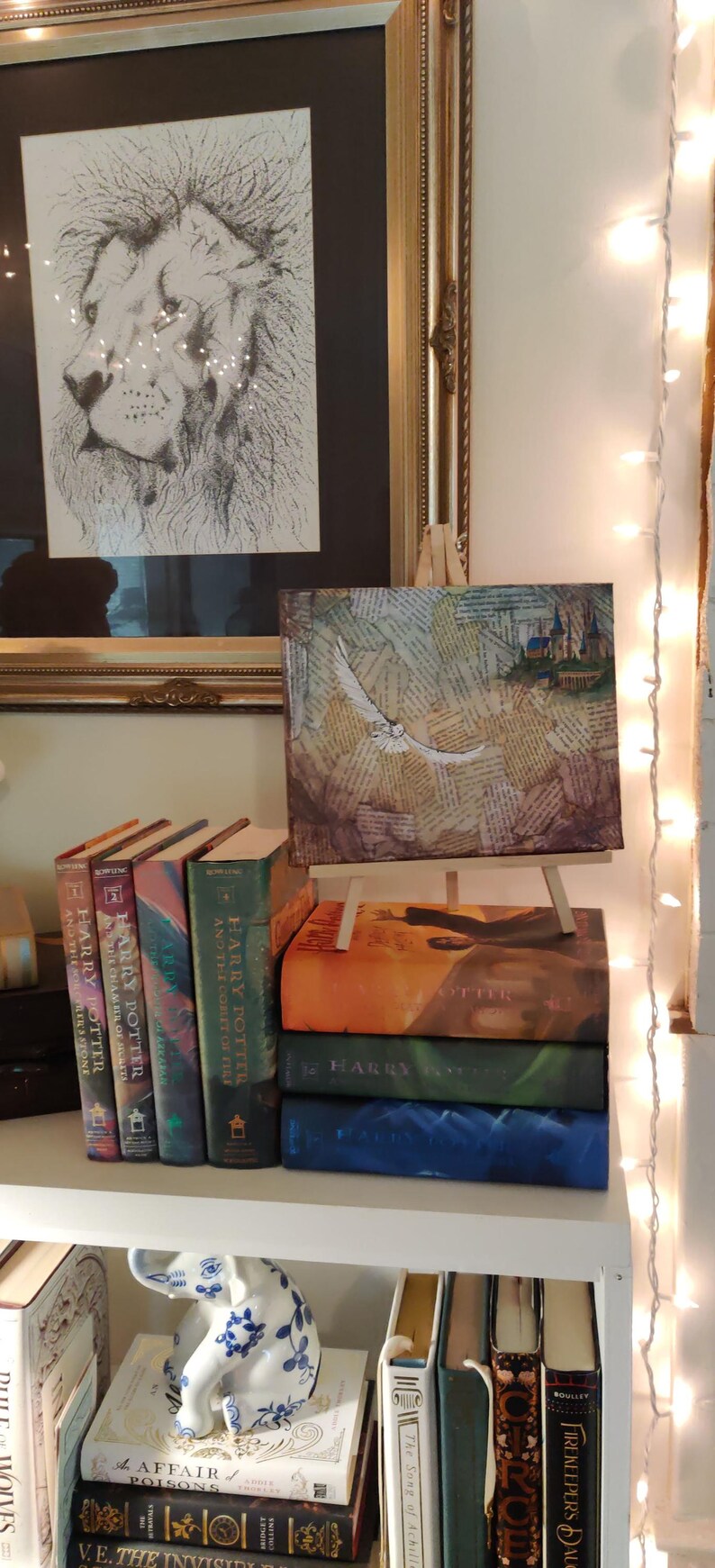 Magic Castle and Snowy Owl | Original Acrylic Painting| Hand-Painted on 8" x 10" stretched canvas image 5