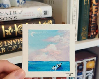 Original Mini Ocean Painting | 3" x 3" | Whale Painting | Acrylic Painting | Handmade | Made to Order