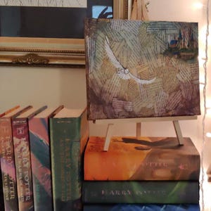 Magic Castle and Snowy Owl | Original Acrylic Painting| Hand-Painted on 8" x 10" stretched canvas image 3