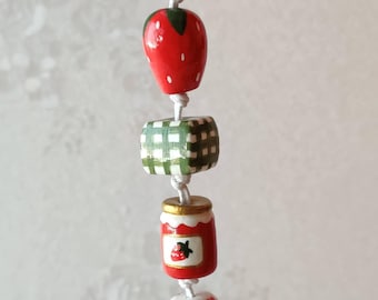 Strawberry Jam Bag Charm | Hand Sculpted and Hand Painted | Made to order | Cottagecore | Polymer Clay | Cute | Aesthetic