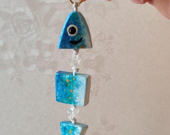 Dangly Fish Bag Charm | Hand Sculpted and Hand Painted | Made to order | Cottagecore | Polymer Clay | Cute | Aesthetic