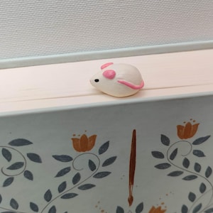 Clay Bookmark Paperclip Figurine | White Rat | Cute | Bookish |