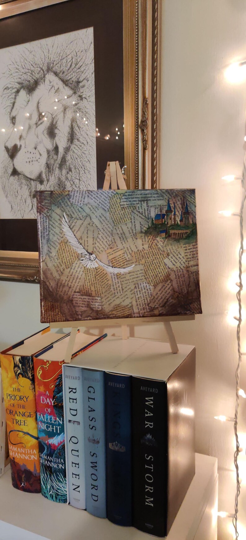 Magic Castle and Snowy Owl | Original Acrylic Painting| Hand-Painted on 8" x 10" stretched canvas image 2