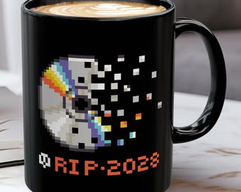 Video Game Mug: RIP Discs 2028 Pixel Art for Retro Gamers