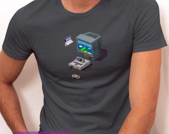 90s Retro Gaming Pixel Art T-Shirt: 16-Bit Video Game Console