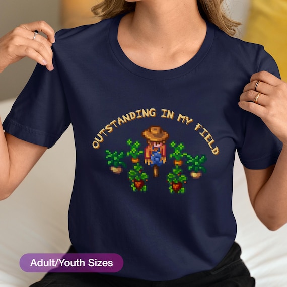 Cozy Farm Life Shirt: Outstanding In My Field - Pixel Art Farming Game Fan Gift