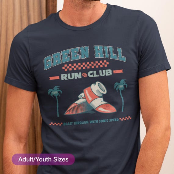 Green Hill Run Club T-Shirt: Retro 90s Gamer Tee