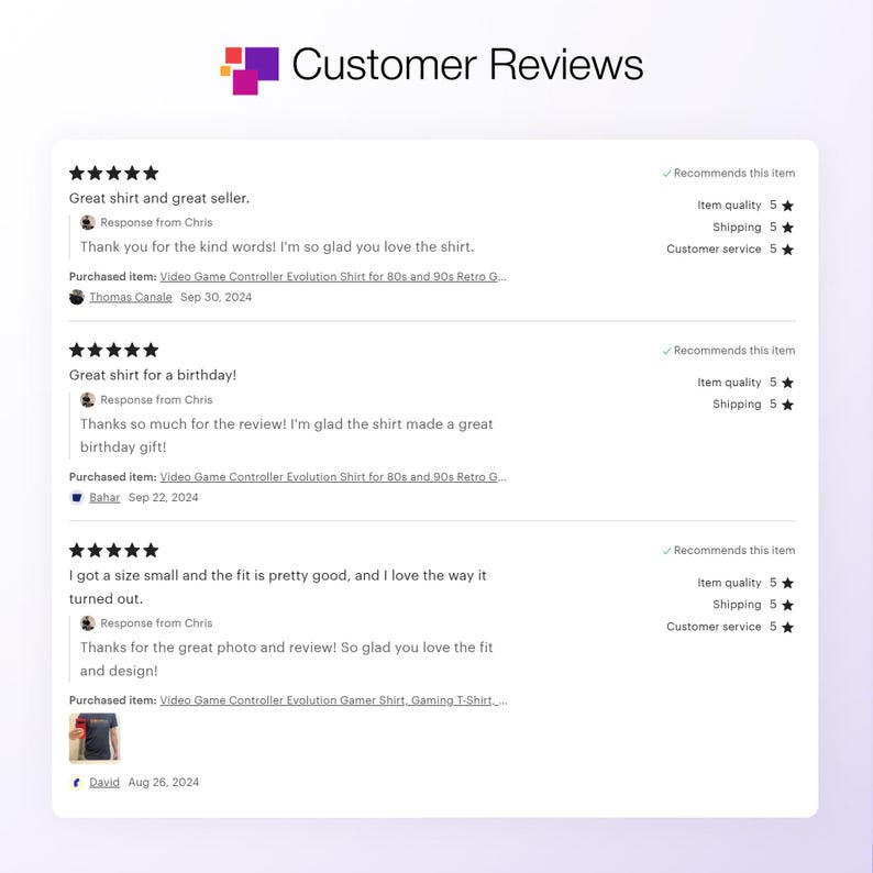 Here are some positive 5 star reviews from customers of shirts sold on RetroHoundstore.