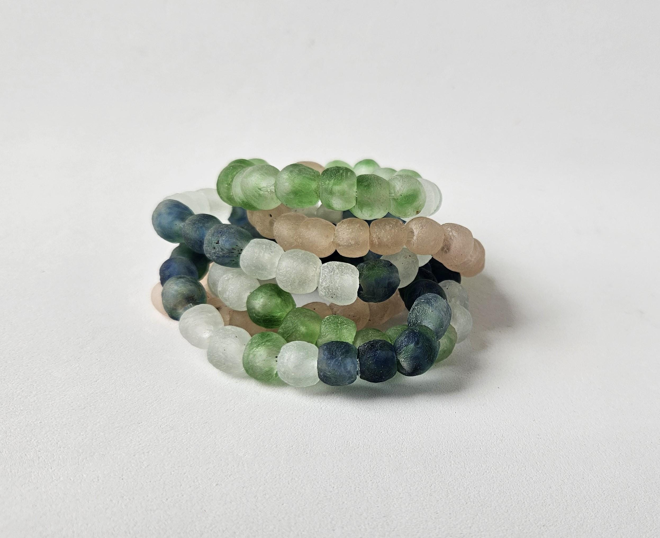 Sea Glass Stretch Bracelet: Boho Stackable Beach Jewelry