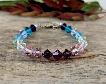 Swarovski Crystal Bracelet: Sterling Silver Clasp, Adjustable Handmade Jewelry