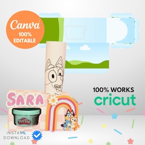 Play Doh and Crayon coloring Box digital template. Activity box