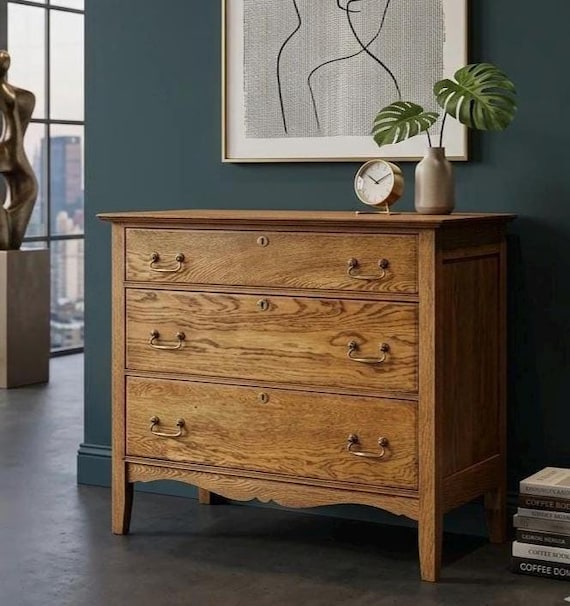 Restored Oak 3 Drawer Dresser – Eastlake Style Chest