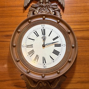 Vintage 1960's Burwood American Eagle Wall Clock, Syroco - see description Motor NOT WORKING