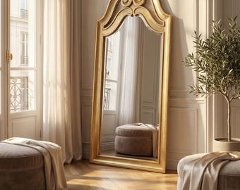 Ornate Gilt Gold Tall Mirror - Vintage Floor or Wall Decor