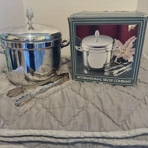 Vintage International Silver Co. Silver-Plated Ice Bucket with Tongs