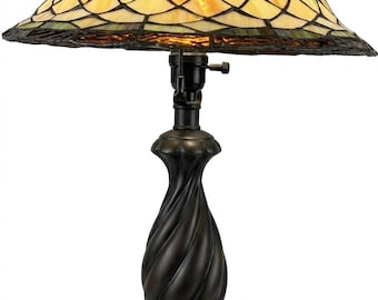 Vintage Tiffany Style Stained Glass Table Lamp