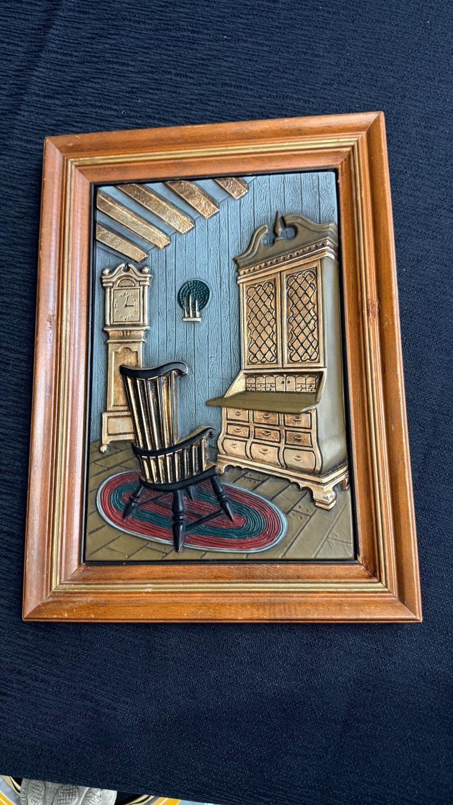Vtg Mid-century Turner Wall Accessory Art Rustic Country Life 3D
