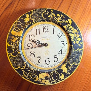 Vintage Jasmine House Tin Clock, Chinoiserie Design Wall Art, Made England