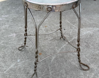 Vintage Twisted Wire Ice Cream Parlor Stool, Mid Century Vanity Plant Stand