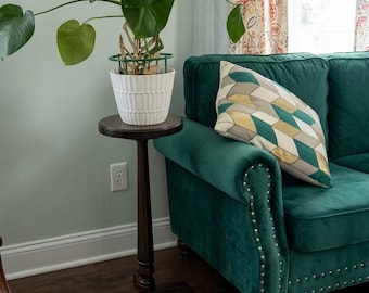 Solid Wood Martini Table – Slim Pedestal Plant Stand, Dark Espresso Accent