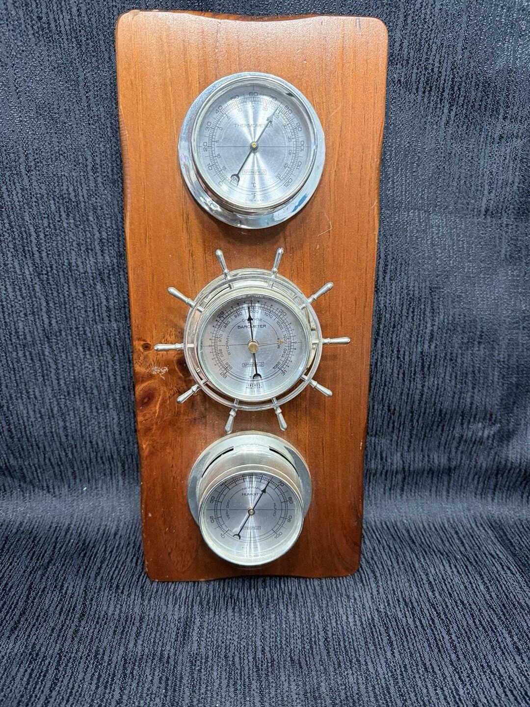 Springfield Weather Instruments Vintage Springfield Weather Station With Barometer, Thermometer ...
