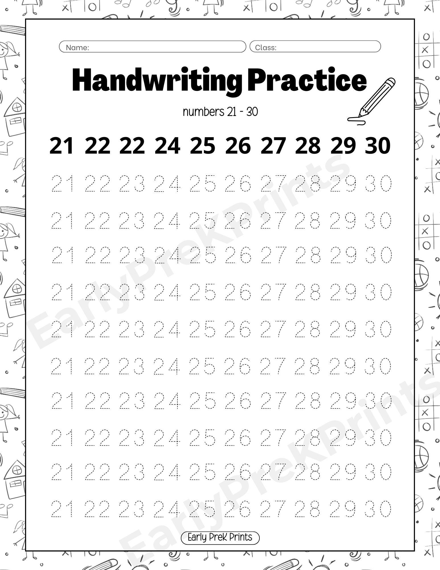 Printable 1100 Number Tracing Worksheets Handwriting Practice for Kids