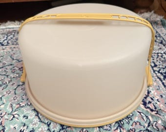 Vintage 3-delige taartdrager met ronde handgreep, Harvest Gold Keeper 684-5