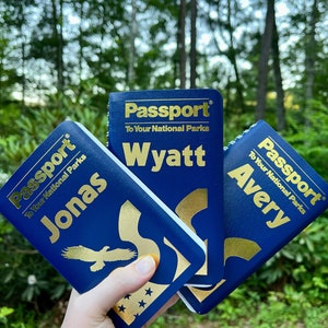 Gepersonaliseerd nationaal parkpaspoort; cadeau voor nieuwe baby, bruidsmeisjes, bruidsjonkers, pensioen, verjaardag; reizen, Yosemite, Yellowstone, Smokies