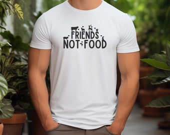 Animal Lovers Vegan Tee | Friends Not Food Message | Trendy Tee | Organic Cotton Shirt