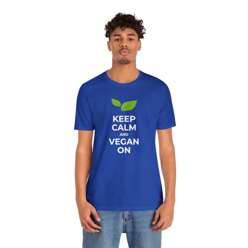 Keep Calm and Go Vegan Minimalist Green Leaves Vegan T-shirt Serene Nature-Inspired Top Trendy Tee Organic Cotton Shirt image 10