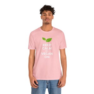 Keep Calm and Go Vegan Minimalist Green Leaves Vegan T-shirt Serene Nature-Inspired Top Trendy Tee Organic Cotton Shirt image 7