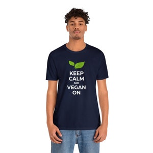 Keep Calm and Go Vegan Minimalist Green Leaves Vegan T-shirt Serene Nature-Inspired Top Trendy Tee Organic Cotton Shirt image 6
