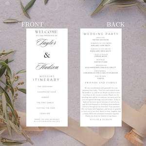 Minimalist Wedding Program Template, Modern Order Of Service, Ceremony Itinerary, Editable, Printable Program