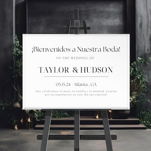 Welcome Wedding Sign Spanish, Personalized Custom Decor, Digital Download, Bienvenidos A Nuestra Boda Sign