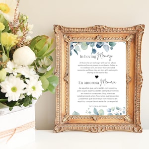 Bilingual In Loving Memory Sign English and Spanish | Digital Download, Memorial Sign for Weddings & Event | Perfect for an Ofrenda