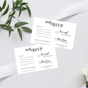 Wedding Rsvp Card Template | Instant Download  | Editable Template | Editable Text  | Diy Wedding Response | Rsvp Insert | Digital Download