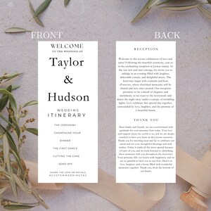 Minimalist Wedding Program Template, Modern Order Of Service, Ceremony Itinerary, Editable, Printable Program