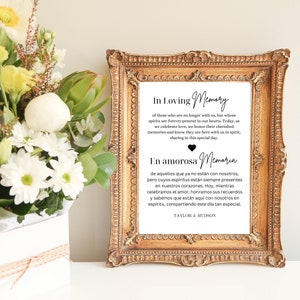 Bilingual In Loving Memory Sign English and Spanish | Digital Download, Memorial Sign for Weddings & Event | Perfect for an Ofrenda