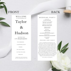 Minimalist Wedding Program Template, Modern Order Of Service, Ceremony Itinerary, Editable, Printable Program