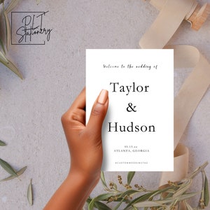 Minimalist Wedding Program Template Wedding Program Folded Order Of Service  Wedding Program Canva Template Digital Download