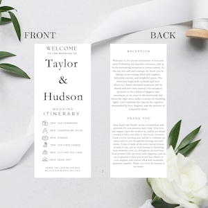 Minimalist Wedding Program Template, Modern Order Of Service, Ceremony Itinerary, Editable, Printable Program